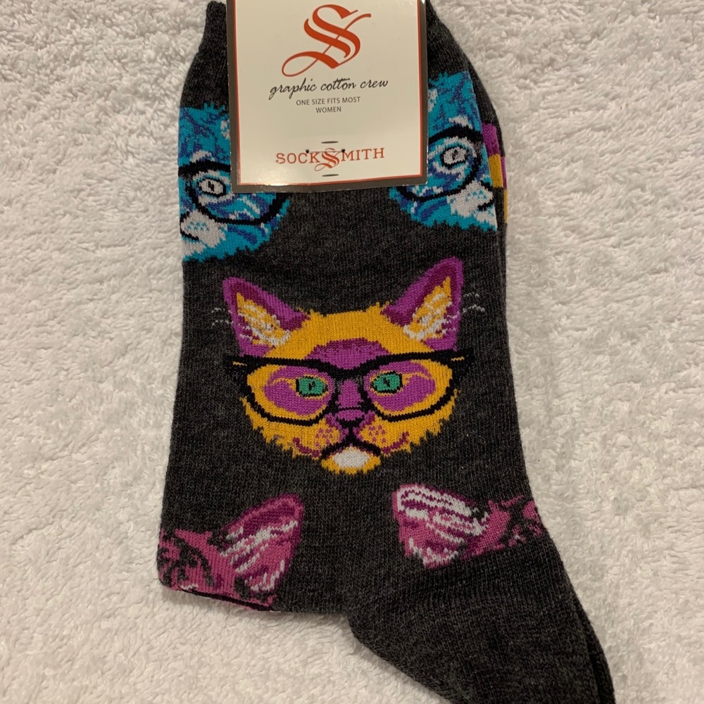 Socksmith Cotton Graphic Crew Kittenster Socks